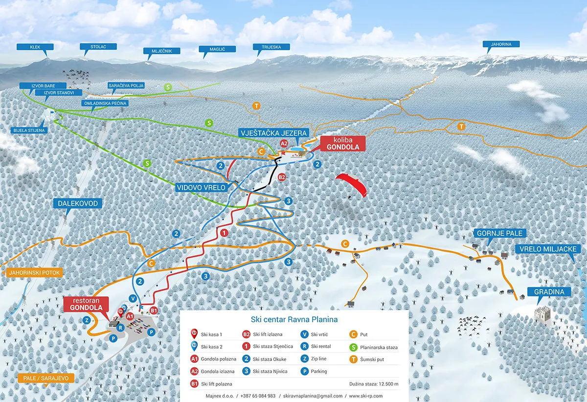 mapa staza ravna planina